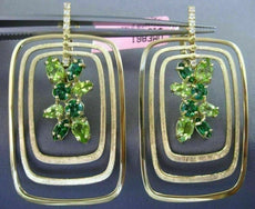 ESTATE 5.64CT DIAMOND & AAA PERIDOT & TSAVORITE 14K YELLOW GOLD HANGING EARRINGS