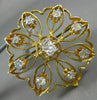 ANTIQUE LARGE 1.51CT DIAMOND 14KT YELLOW GOLD FLOWER ETOILE FILIGREE BROOCH PIN