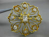 ANTIQUE LARGE 1.51CT DIAMOND 14KT YELLOW GOLD FLOWER ETOILE FILIGREE BROOCH PIN