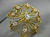 ANTIQUE LARGE 1.51CT DIAMOND 14KT YELLOW GOLD FLOWER ETOILE FILIGREE BROOCH PIN