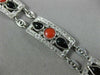 ANTIQUE LARGE 1.20CT ROSE CUT DIAMOND AAA ONYX & CORAL 18KT WHITE GOLD BRACELET