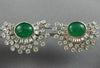 ESTATE LARGE 6.32CT DIAMOND & AAA EMERALD 14K WHITE GOLD SEMI MOON STUD EARRINGS