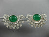 ESTATE LARGE 6.32CT DIAMOND & AAA EMERALD 14K WHITE GOLD SEMI MOON STUD EARRINGS
