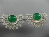 ESTATE LARGE 6.32CT DIAMOND & AAA EMERALD 14K WHITE GOLD SEMI MOON STUD EARRINGS