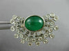 ESTATE LARGE 6.32CT DIAMOND & AAA EMERALD 14K WHITE GOLD SEMI MOON STUD EARRINGS