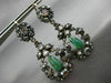ANTIQUE LARGE 4.0CT DIAMOND & AAA EMERALD 14KT YELLOW GOLD & SILVER 3D EARRINGS