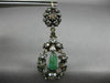 ANTIQUE LARGE 4.0CT DIAMOND & AAA EMERALD 14KT YELLOW GOLD & SILVER 3D EARRINGS