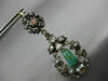 ANTIQUE LARGE 4.0CT DIAMOND & AAA EMERALD 14KT YELLOW GOLD & SILVER 3D EARRINGS