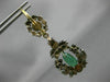 ANTIQUE LARGE 4.0CT DIAMOND & AAA EMERALD 14KT YELLOW GOLD & SILVER 3D EARRINGS