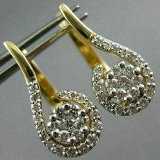 ESTATE .60CT DIAMOND 14KT YELLOW GOLD CLASSIC FLOWER LEVERBACK HANGING EARRINGS