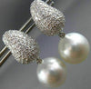 LARGE 2.50CT DIAMOND & AAA SOUTH SEA PEARLS 18K WHITE GOLD PAVE HANGING EARRINGS