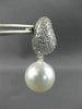 LARGE 2.50CT DIAMOND & AAA SOUTH SEA PEARLS 18K WHITE GOLD PAVE HANGING EARRINGS