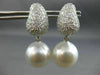 LARGE 2.50CT DIAMOND & AAA SOUTH SEA PEARLS 18K WHITE GOLD PAVE HANGING EARRINGS
