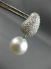 LARGE 2.50CT DIAMOND & AAA SOUTH SEA PEARLS 18K WHITE GOLD PAVE HANGING EARRINGS