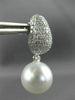 LARGE 2.50CT DIAMOND & AAA SOUTH SEA PEARLS 18K WHITE GOLD PAVE HANGING EARRINGS