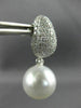LARGE 2.50CT DIAMOND & AAA SOUTH SEA PEARLS 18K WHITE GOLD PAVE HANGING EARRINGS