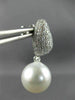 LARGE 2.50CT DIAMOND & AAA SOUTH SEA PEARLS 18K WHITE GOLD PAVE HANGING EARRINGS