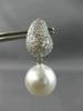 LARGE 2.50CT DIAMOND & AAA SOUTH SEA PEARLS 18K WHITE GOLD PAVE HANGING EARRINGS