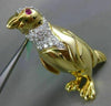 ANTIQUE EXTRA LARGE 1.52CT DIAMOND & AAA RUBY 18K YELLOW GOLD PENGUIN BROOCH PIN
