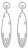 ESTATE LARGE 4.10CT DIAMOND 18KT WHITE GOLD OVAL ETOILE CLUSTER HANGING EARRINGS