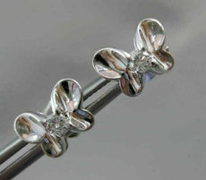 ANTIQUE .16CT DIAMOND BUTTERFLY 3D 18KT WHITE GOLD EARRINGS ELEGANT!! #1780
