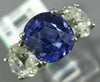 ANTIQUE 5.63CT DIAMOND & AAA SAPPHIRE 14K WHITE GOLD THREE STONE ENGAGEMENT RING