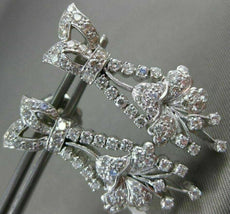 ESTATE LARGE 2.62CT DIAMOND 14KT WHITE GOLD 3D FLOWER BUTTERFLY HANGING EARRINGS