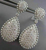 ESTATE LARGE 2.94CT DIAMOND 14K WHITE GOLD 3D CLUSTER TEAR DROP HANGING EARRINGS