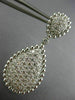 ESTATE LARGE 2.94CT DIAMOND 14K WHITE GOLD 3D CLUSTER TEAR DROP HANGING EARRINGS