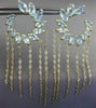 ESTATE LARGE 10CT AAA BLUE TOPAZ 14K YELLOW GOLD FLOWER JOURNEY HANGING EARRINGS