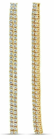 ESTATE LARGE & LONG 2.70CT DIAMOND 18KT YELLOW GOLD DOUBLE BAR HANGING EARRINGS