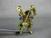 ANTIQUE EXTRA LARGE MULTI COLOR ENAMEL 14KT YELLOW GOLD DANCING CLOWN BROOCH PIN