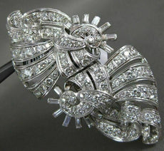 ANTIQUE EXTRA LARGE 5.0CT DIAMOND PLATINUM 3D FLOWER SWIRL MULTI ROW BROOCH PIN