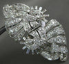 ANTIQUE EXTRA LARGE 5.0CT DIAMOND PLATINUM 3D FLOWER SWIRL MULTI ROW BROOCH PIN