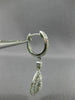 ESTATE 1.02CT DIAMOND 14KT WHITE GOLD 3D TEAR DROP HALO HUGGIE HANGING EARRINGS
