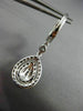 ESTATE 1.02CT DIAMOND 14KT WHITE GOLD 3D TEAR DROP HALO HUGGIE HANGING EARRINGS