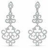 ESTATE LARGE 3.75CT DIAMOND 18KT WHITE GOLD OPEN FILIGREE FLUER DE LIS EARRINGS