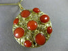 ANTIQUE LARGE AAA CORAL 18KT YELLOW GOLD DOUBLE SIDED FILIGREE PENDANT #16494