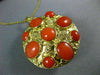 ANTIQUE LARGE AAA CORAL 18KT YELLOW GOLD DOUBLE SIDED FILIGREE PENDANT #16494