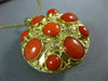 ANTIQUE LARGE AAA CORAL 18KT YELLOW GOLD DOUBLE SIDED FILIGREE PENDANT #16494