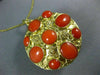 ANTIQUE LARGE AAA CORAL 18KT YELLOW GOLD DOUBLE SIDED FILIGREE PENDANT #16494