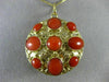ANTIQUE LARGE AAA CORAL 18KT YELLOW GOLD DOUBLE SIDED FILIGREE PENDANT #16494