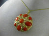ANTIQUE LARGE AAA CORAL 18KT YELLOW GOLD DOUBLE SIDED FILIGREE PENDANT #16494