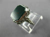 ANTIQUE WIDE GREEN AGATE 14K WHITE GOLD CLASSIC OPEN FILIGREE OCTAGON RING 26427