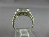 ANTIQUE WIDE GREEN AGATE 14K WHITE GOLD CLASSIC OPEN FILIGREE OCTAGON RING 26427