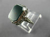 ANTIQUE WIDE GREEN AGATE 14K WHITE GOLD CLASSIC OPEN FILIGREE OCTAGON RING 26427