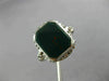 ANTIQUE WIDE GREEN AGATE 14K WHITE GOLD CLASSIC OPEN FILIGREE OCTAGON RING 26427