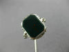 ANTIQUE WIDE GREEN AGATE 14K WHITE GOLD CLASSIC OPEN FILIGREE OCTAGON RING 26427