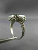 ANTIQUE WIDE GREEN AGATE 14K WHITE GOLD CLASSIC OPEN FILIGREE OCTAGON RING 26427