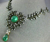 ANTIQUE EXTRA LARGE 33.60CT OLD MINE DIAMOND & AAA EMERALD 14KT GOLD NECKLACE